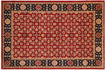 handmade Transitional Kafkaz Chobi Ziegler Red Blue Hand Knotted RECTANGLE 100% WOOL area rug 6 x 9